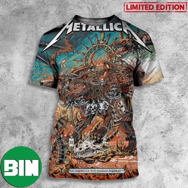 Second Night August 27th 2023 Metallica M72 Los Angeles Met On Tour In SoFi Stadium 3D T-Shirt