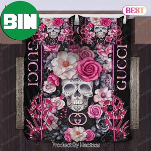 Skull Rose And Snake Bedroom Duvet Cover Luxury Gucci Bedding Set