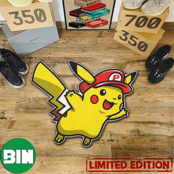 Super Pika Bros Funny Collab With Super Mario Pokemon Rug Custom Shape Carpet Home Decor