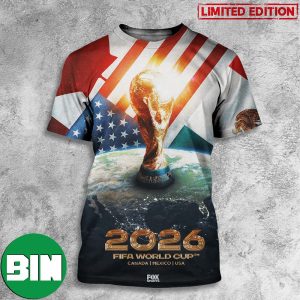 The Countdown To The 2026 FIFA World Cup In Canada Mexico USA 3D T-Shirt