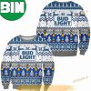 3D Bud Light Beer Black Blue Pattern Ugly Christmas Sweater
