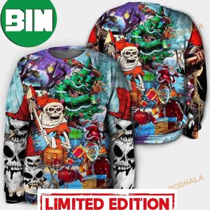 3D Christmas And Skull Scary Ugly Sweater