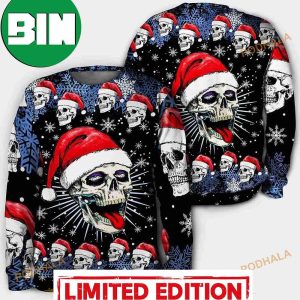 3D Christmas Skull On The Naughty Ugly Sweater