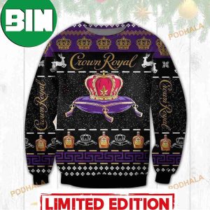 3D Crown Royal Alcohol Black Pattern Funny Ugly Sweater