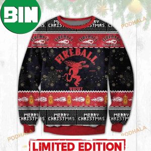3D Fireball Whiskey Funny Ugly Sweater Christmas Holiday Gift