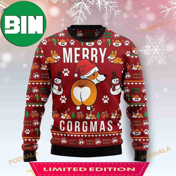 3D Funny Corgi Merry Corgmas Ugly Christmas Sweater