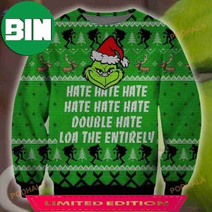 3D Grinch Hate Hate Hate Symbol Christmas Funny Ugly Sweater