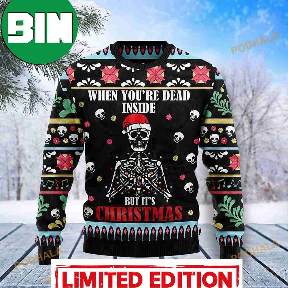 3D Skull Christmas When You Are Dead Inside Funny Ugly Sweater