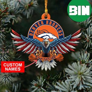 American US Eagle Custom Name x NFL Denver Broncos Xmas Gift For Fans Christmas Ornament