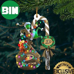 Anaheim Ducks NHL Grinch Candy Cane Custom Name Xmas Gifts Christmas Tree Decorations Ornament