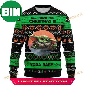 Baby Yoda All I Want For Christmas Star Wars Ugly Sweater