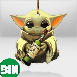 Baby Yoda Hug Jameson For Whiskey Lovers 2023 Christmas Star Wars Gift Ornament