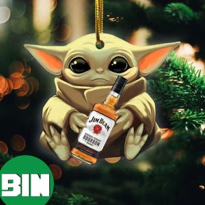 Baby Yoda Hug Jim Beam Bourbon For Whiskey Lovers 2023 Christmas Star Wars Gift Ornament