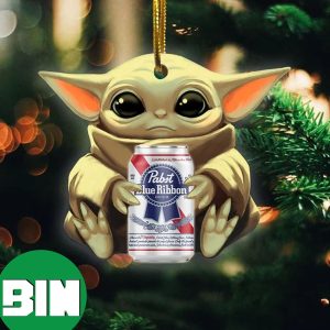 Baby Yoda Hug Pabst Blue Ribbon For Beer Lovers 2023 Christmas Star Wars Gift Ornament