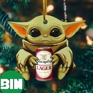 Baby Yoda Hug Yuengling Traditional Lager For Beer Lovers 2023 Christmas Star Wars Gift Ornament