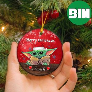 Baby Yoda Mandalorian Christmas 2023 Custom Name Star Wars Xmas Gift Ornament