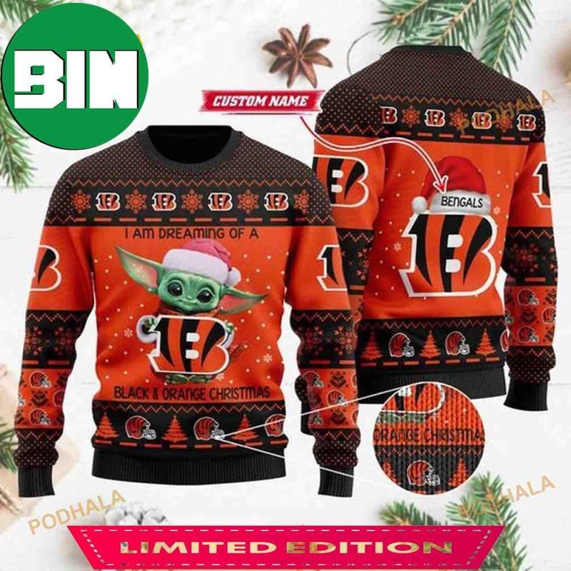 Star Wars Christmas Sweater Baby Yoda Cincinnati Bengals Custom