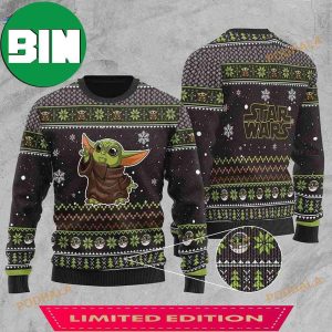 Baby Yoda Star Wars Snowflakes Pattern Ugly Christmas Sweater