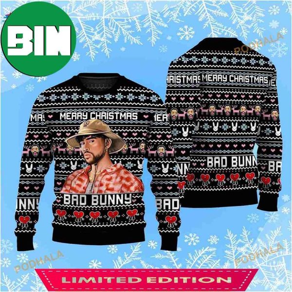 Bad Bunny Merry Christmas 2023 Happy Xmas Holiday For Men And Women Ugly Sweater