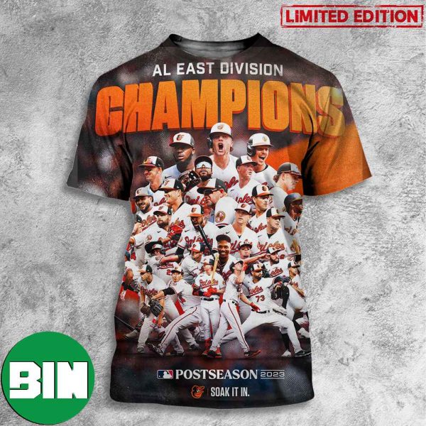 Baltimore Orioles Beats Of The East AL East Division Champions Postseason 2023 3D T-Shirt