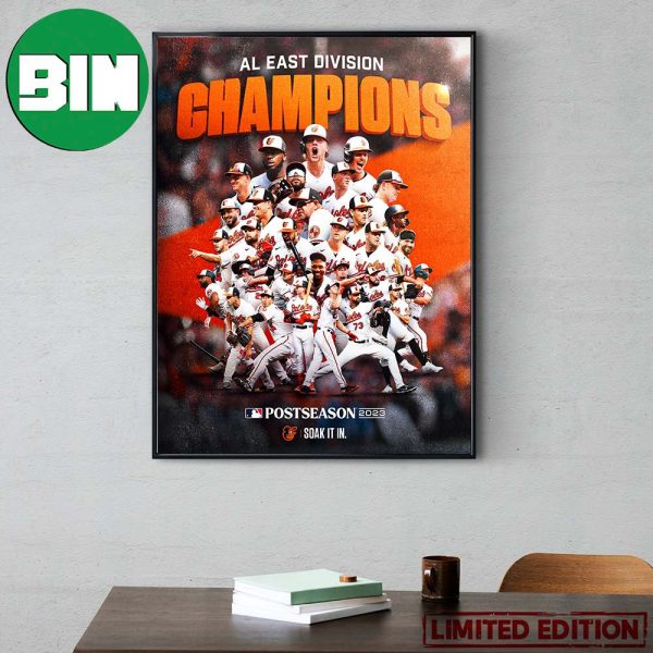 Baltimore Orioles Beats Of The East AL East Division Champions Postseason 2023 Poster Canvas