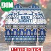 Bud Light Beer Blue And White Pattern Christmas Ugly Sweater