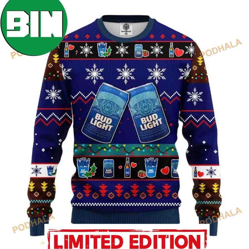 Bud Light Funny Beer Ugly Christmas Sweater Black Gift For Men And Women