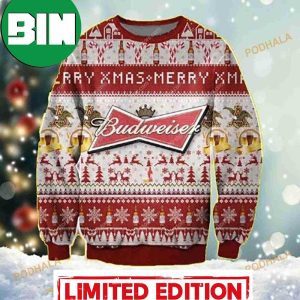 Budweiser Merry Xmas Ugly Christmas Ugly Sweater For Beer Lovers