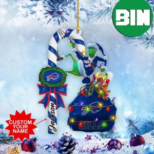 Buffalo Bills NFL Custom Name Tree Decorations Grinch Candy Cane Xmas Gift Ornament