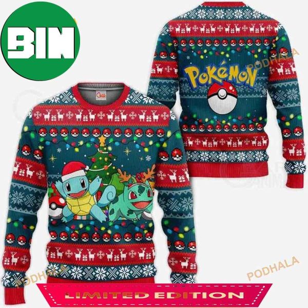 Bulbasaur And Squirtle Ugly Christmas Sweater 2023 Holiday Gift