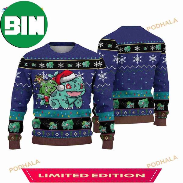 Bulbasaur Merry Christmas Pokemon Holiday 2023 Ugly Sweater