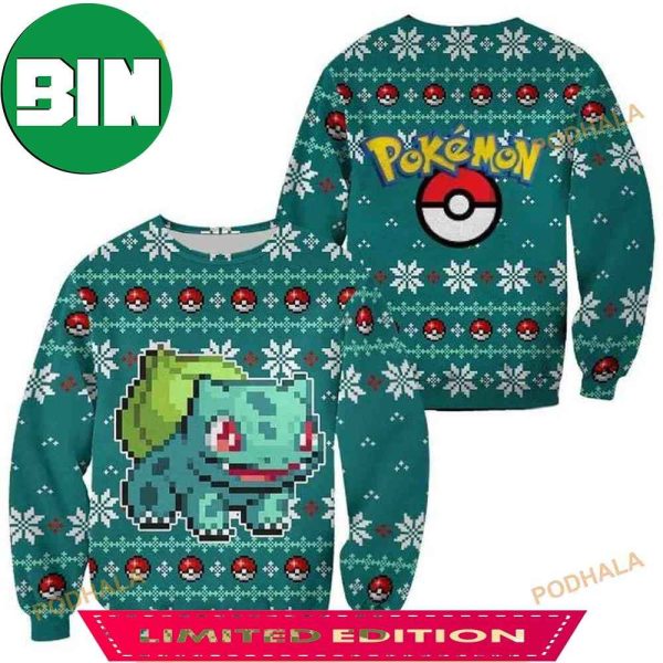 Bulbasaur Pokemon Xmas Holiday 2023 Ugly Christmas Sweater