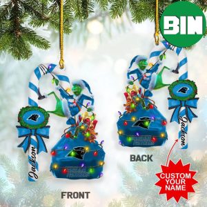 Carolina Panthers NFL Custom Name x Grinch Christmas Gift Xmas Tree Decorations Ornament Two Sides