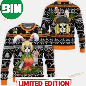 Carrot One Piece Anime Xmas Funny Christmas Reindeer Pine Tree Snowflakes Pattern Christmas Ugly Sweater