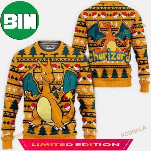 Charizard Anime Pokemon Xmas Ugly Christmas Sweater