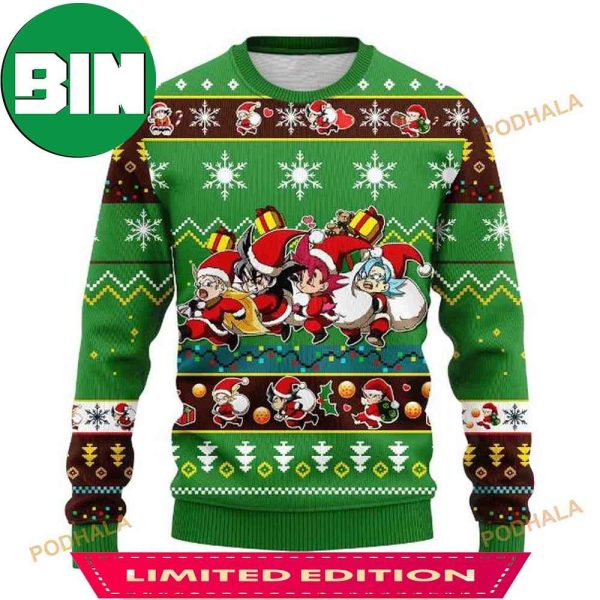 Chibi Xmas Wool Ugly Sweater Anime Dragon Ball Fans Gift