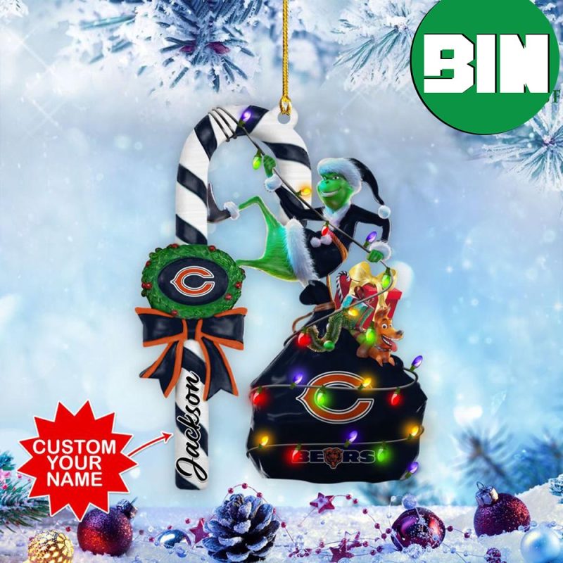 NFL, Holiday, Chicago Bears Xmas Ornament Set Blown Glass Snow