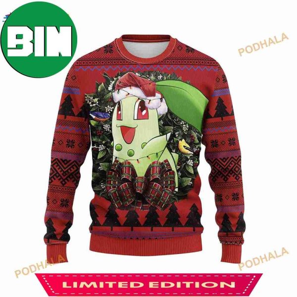 Chikorita Pokemon Christmas 3D Funny Ugly Sweater For Men And Women