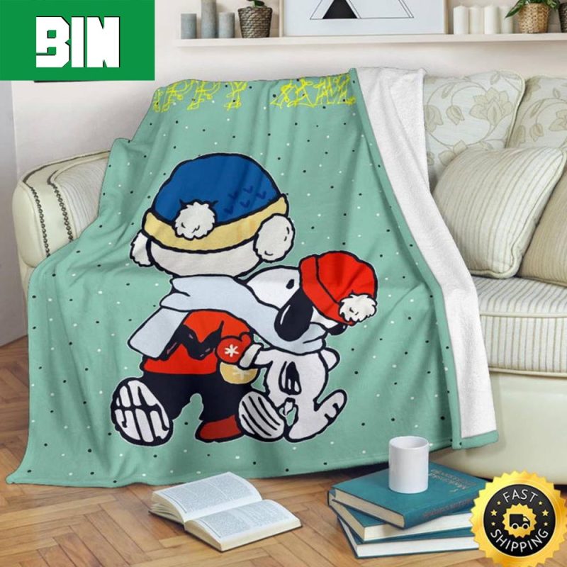 Christmas Snoopy And Charlie Brown Walking Showing Snoopy Blanket - Binteez