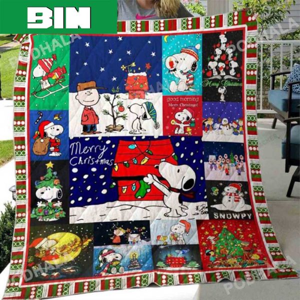 Christmas Tree And Doghouse Cute Snoopy Christmas Blanket For Family