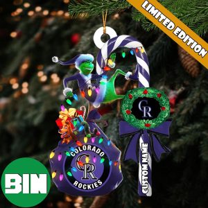 Colorado Rockies MLB Custom Name Grinch Candy Cane Tree Decorations Xmas 2023 Gift Christmas Ornament