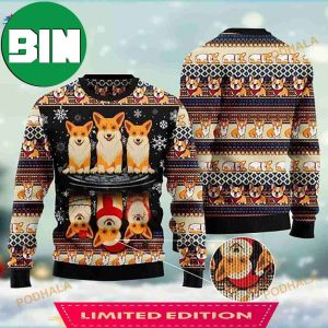 Corgi Dog Lovers Wool Knitted Christmas Ugly Sweater