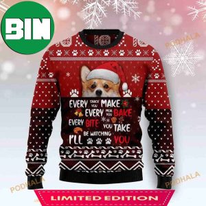 Corgi Lover Will Be Watching You All Over Printed Funny Ugly Sweater