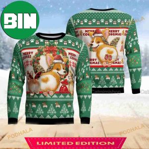 Corgi Pine Tree Pattern Funny Ugly Christmas Sweater