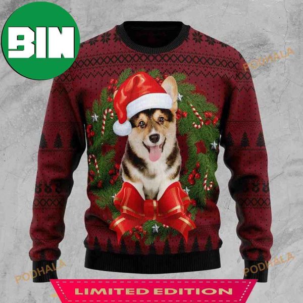 Corgi Wreath Funny Ugly Sweater 3D Christmas