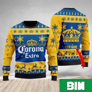 Corona Extra Christmas Custom Name Gift For Family Ugly Sweater