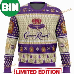 Crown Royal Whiskey Ugly Knitted Christmas 3D Sweater