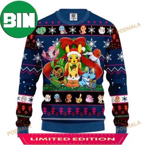 Cute Pokemon Merry Xmas Funny Ugly Christmas Sweater For Family