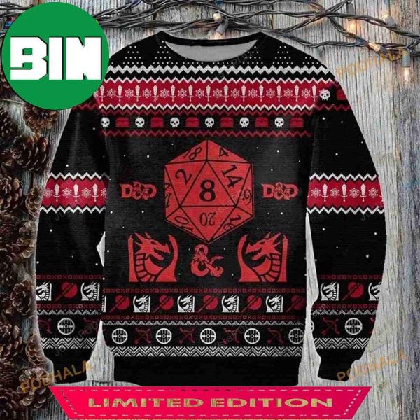 D20 Dungeons And Dragons Best Gift Holiday 2023 Ugly Sweater