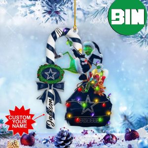 Dallas Cowboys NFL x Grinch Custom Name Candy Cane Tree Decorations Two Sides Ornament